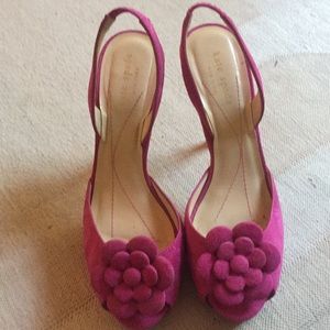 Kate Spade size 6.5 pink suede peep toe heels